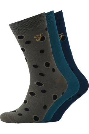 Farah Mens Norton Socks (Pack of 3) (Moss Green/Cornflower Blue) - - One Size