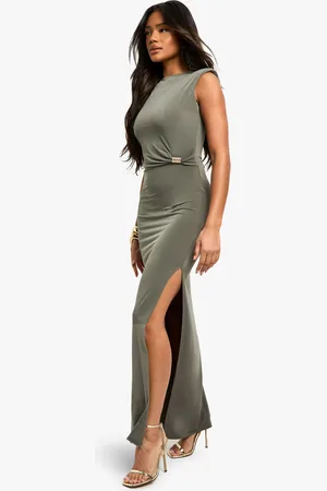 Boohoo Womens Sleeveless Trim Detail Shoulder Pad Maxi Dress - - Size 16 UK