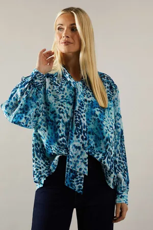 wallis Womens Petite Animal Print Tie Front Blouse - - Size 12 UK