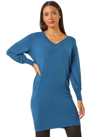 Roman Womens Longline Knitted Jumper Dress - - Size 22 UK