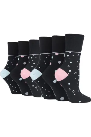 Gentle Grip Womens - 6 Pairs Ladies Non Elastic Socks - SOLRH219 - Cotton - Size UK 4-8