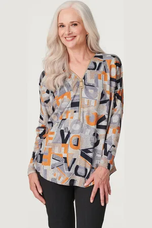 Izabel London Womens Letter Print Zip Front Top - Size 8 UK