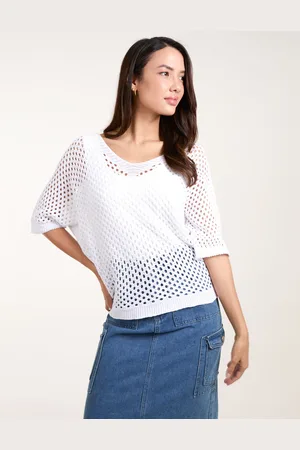 Blue Vanilla Womens Crochet V Neck Top - - One Size