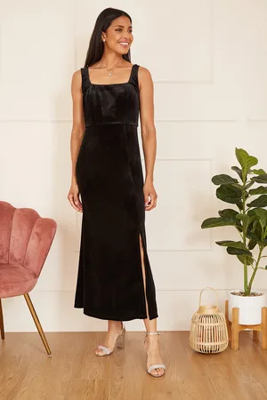 Mela Womens Velvet Fitted Midi Dress - Size 12 UK