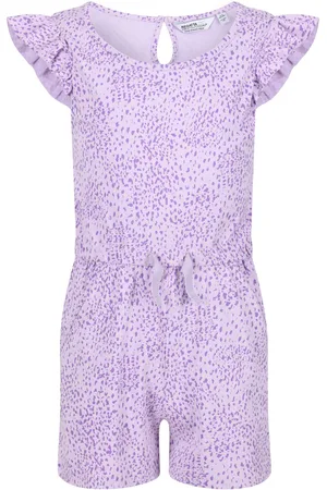 Regatta Girls Childrens/Kids Dasie Animal Print Ruffle Playsuit (Pastel ) Cotton - Size 13Y