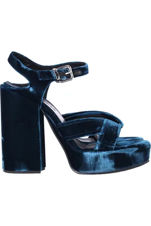 Jil Sander Pre-owned Womens Jil Chunky Sandal Heels in Velvet - Size EU/IT 36