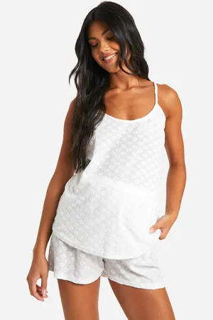Boohoo Womens Maternity Daisy Broderie Cami And Short Pyjama Set - - Size 10 UK