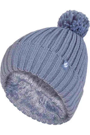 Heat Holders Womens Ladies Ribbed Cuffed Thermal Insulated Winter Pom Pom Bobble Hat - - One Size