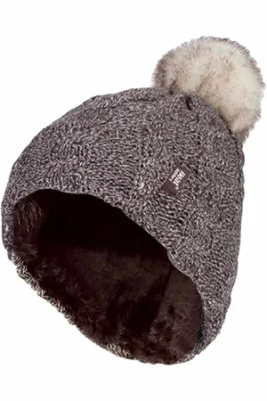 Heat Holders Womens - Ladies Knit Fleece Lined Thermal Bobble Hat with Pom Pom - - One Size