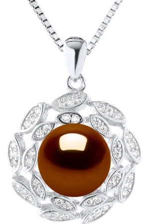 Diadema Womens SUN Necklace Freshwater Pearl 9-10 mm 925 Silver - One Size