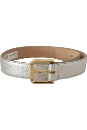 Dolce & Gabbana WoMens Leather Gold Tone Logo Metal Waist Buckle Belt - Size 65 cm