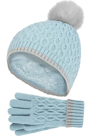 Heat Holders Girls Thermal Insulated Pom Pom Bobble Beanie Hat and Gloves