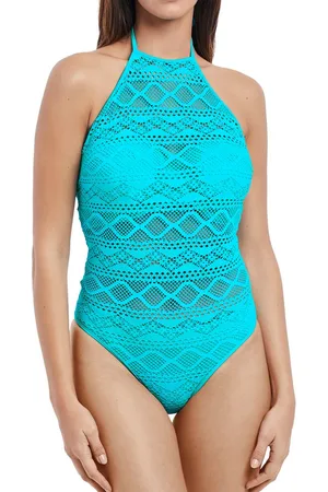 Freya Womens Ladies Crochet Design Sundance High Neck Swimsuit - , Size: 32E Polyamide - Size 32E