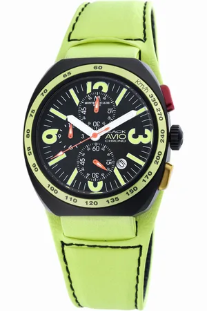 Montres De Luxe : mens black avio summer watch - Leather - One Size
