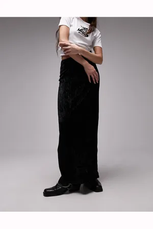Topshop Womens maxi skirt in velvet plisse in - Size 6 UK