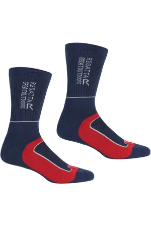 Regatta Mens Samaris 2 Season Socks (Pack of 2) (Navy/Dark Red) - - Size UK 9-12