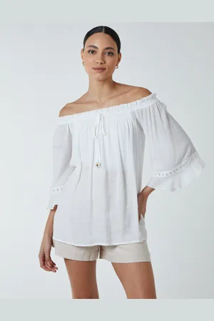 Blue Vanilla Womens Bardot Tie Front Top - - Size Small