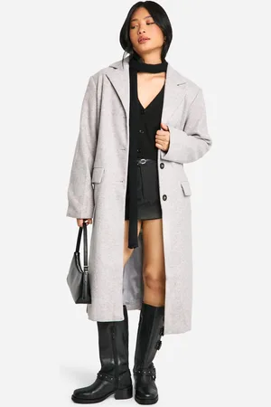 Boohoo Womens Petite Wool Look Longline Coat - - Size 16 UK