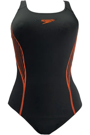Speedo Placement Womens /Orange Swimsuit - Size 8 UK