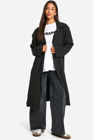 Boohoo Womens Shoulder Pad Belted Trench Coat - - Size 8 UK