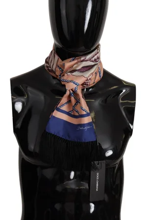 Dolce & Gabbana Mens Multicolor Patterned Silk Scarf Wrap - - One Size