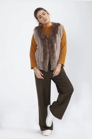 Jayley Womens Cashmere Blend Faux Fur Gilet - - One Size