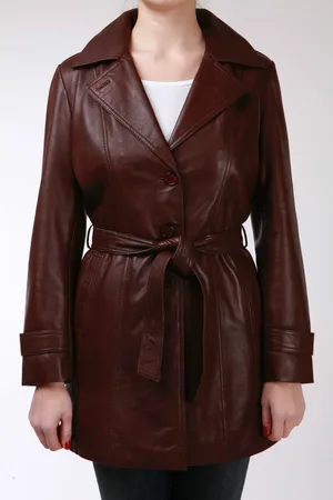Infinity Womens 3/4 Length Tie Belt Trench Coat-Oldbury - Lamb Leather - Size 18 UK