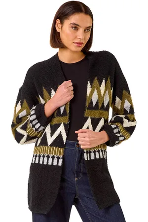 Roman Womens Aztec Jacquard Knit Cardigan - - Size 20 UK