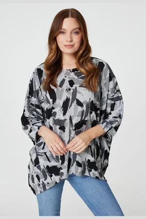 Izabel London Womens Brushstroke Print Oversized Top - Size 8 UK