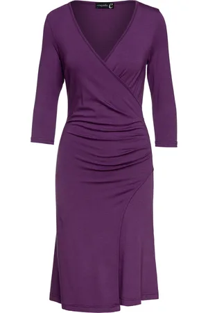Conquista Womens Aubergine Faux Wrap Dress - - Size EU 38 (Womens)