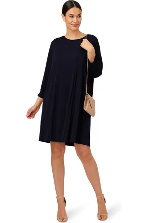 Adrianna Papell Womens Pleated Knit Crew Neck Dress in - Size Medium