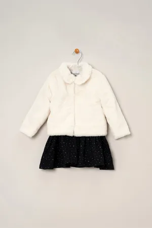 MISS Baby Girl Girls Fur Jacket, Dress And Tights Outfit Set - - Size 9-12M