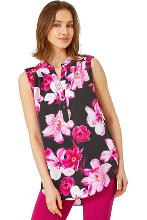 Roman Womens Sleeveless Floral Print Tunic Top - - Size 12 UK
