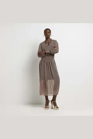 River Island Womens Midi Dress Tall Printed Tie - Size 10 UK
