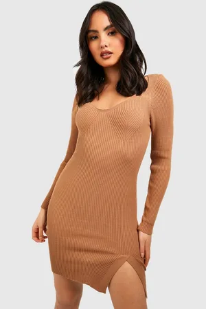 Boohoo Womens Ribbed Knit Mini Dress - - Size Medium/Large