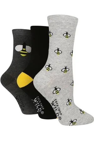 Wild Feet Womens 3 Pack Ladies Jacquard Novelty Cotton Socks - - Size UK 4-8