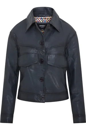 Infinity Womens Retro Biker Jacket - Kopervik Lamb Leather - Size 4XL