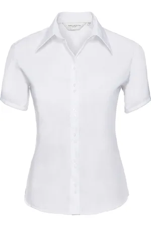 Russell Athletic Collection Ladies/Womens Short Sleeve Ultimate Non-Iron Shirt Cotton - Size Large
