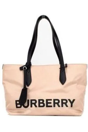 Burberry WoMens Small Beige Logo Branded Econyl Nylon Tote Shoulder Handbag Purse - One Size