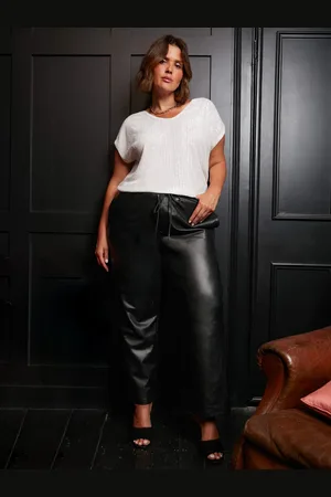 Live Unlimited London Womens Faux Leather Joggers - Size 14 UK
