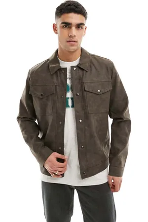 ASOS Mens oversized faux leather western jacket in -Black - Size 2XS