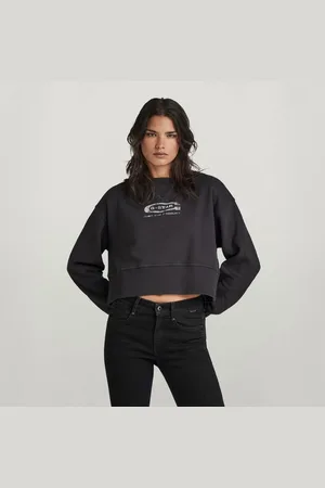 G-Star Womens G-Star RAW Vintage Cropped Logo Loose Sweater - Cotton - Size Small