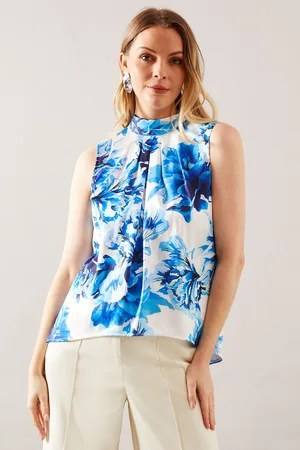 wallis Womens Satin Sleeveless Tie Neck Top - - Size 16 UK