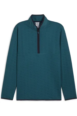 PUMA X ARNOLD PALMER Mens Jacquard Quarter-Zip Top - - Size Small