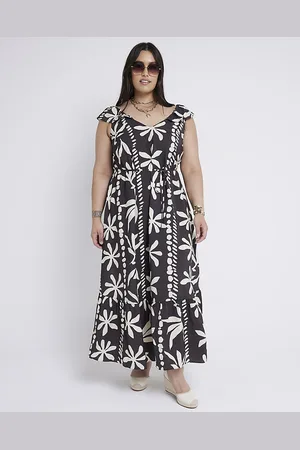 River Island Womens Swing Midi Dress Plus Floral Frill - Size 24 UK
