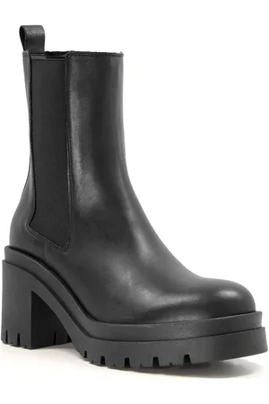 Dune Womens Ladies Prized - Leather Flared-Heel Ankle Boots - Leather (archived) - Size UK 8