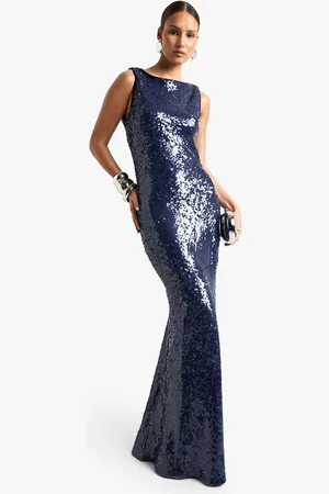 Boohoo Womens Cowl Back Sequin Fit And Flare Maxi Dress - - Size 16 UK