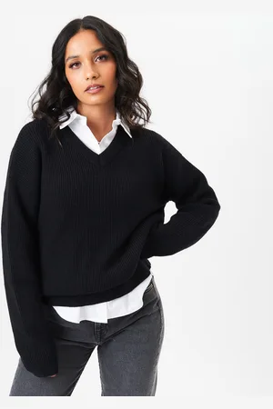 Gini London Womens V Neck Knit Oversized Jumper - - Size Medium/Large
