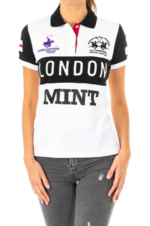 La Martina Womens short-sleeved polo shirt with contrast lapel collar 2WPG79 - Cotton - Size Medium