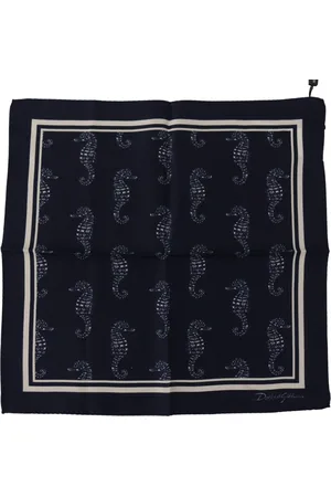 Dolce & Gabbana Mens Seahorse DG Printed Square Handkerchief Scarf Silk - One Size